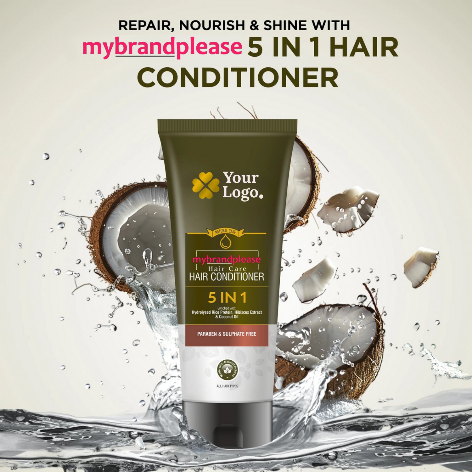 5in1 Hair Conditioner Enriched with Hydrolysed Rice Protein, Hibiscus Extract & Coconut Oil