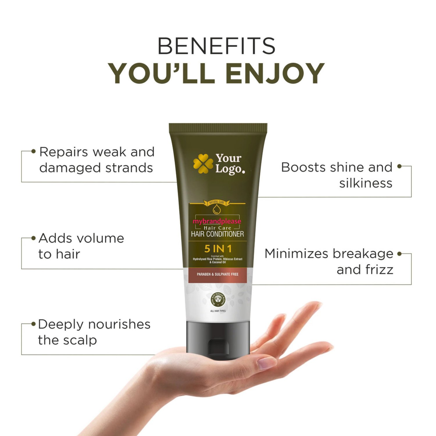 5in1 Hair Conditioner Enriched with Hydrolysed Rice Protein, Hibiscus Extract & Coconut Oil