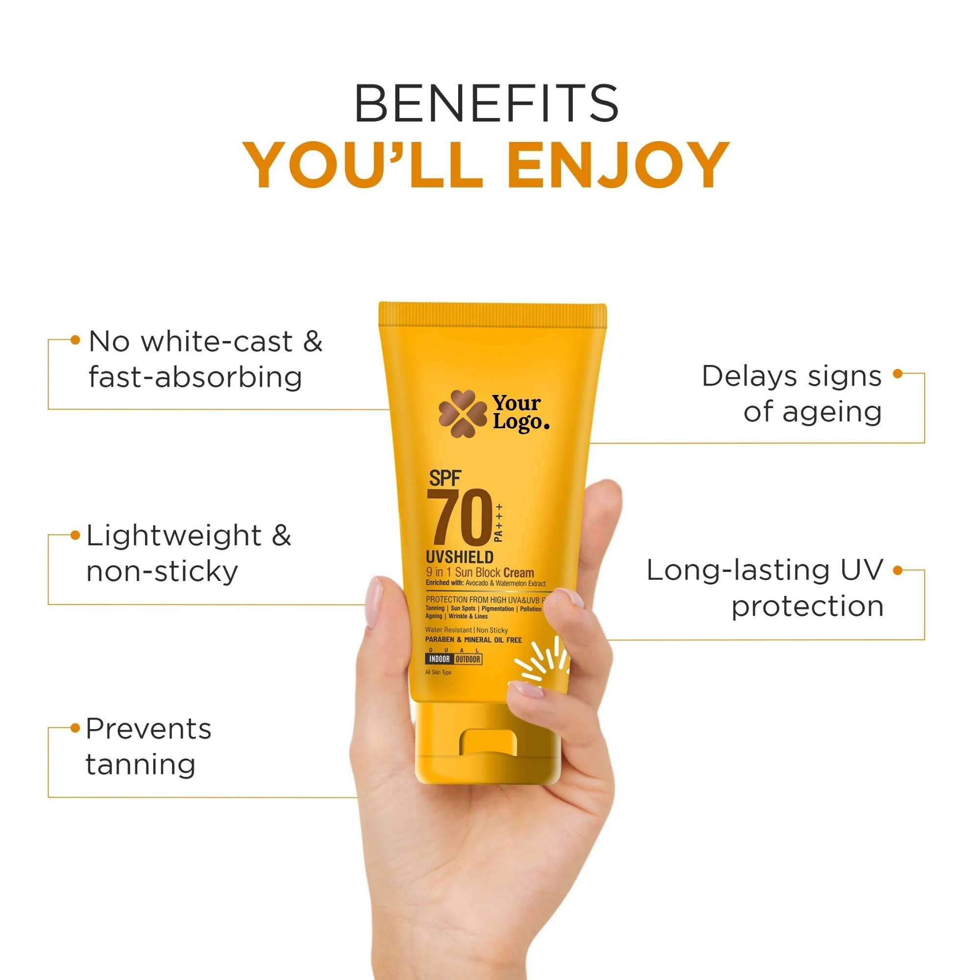 9 in 1 Sun Block Gel SPF 70 PA Plus Plus Plus