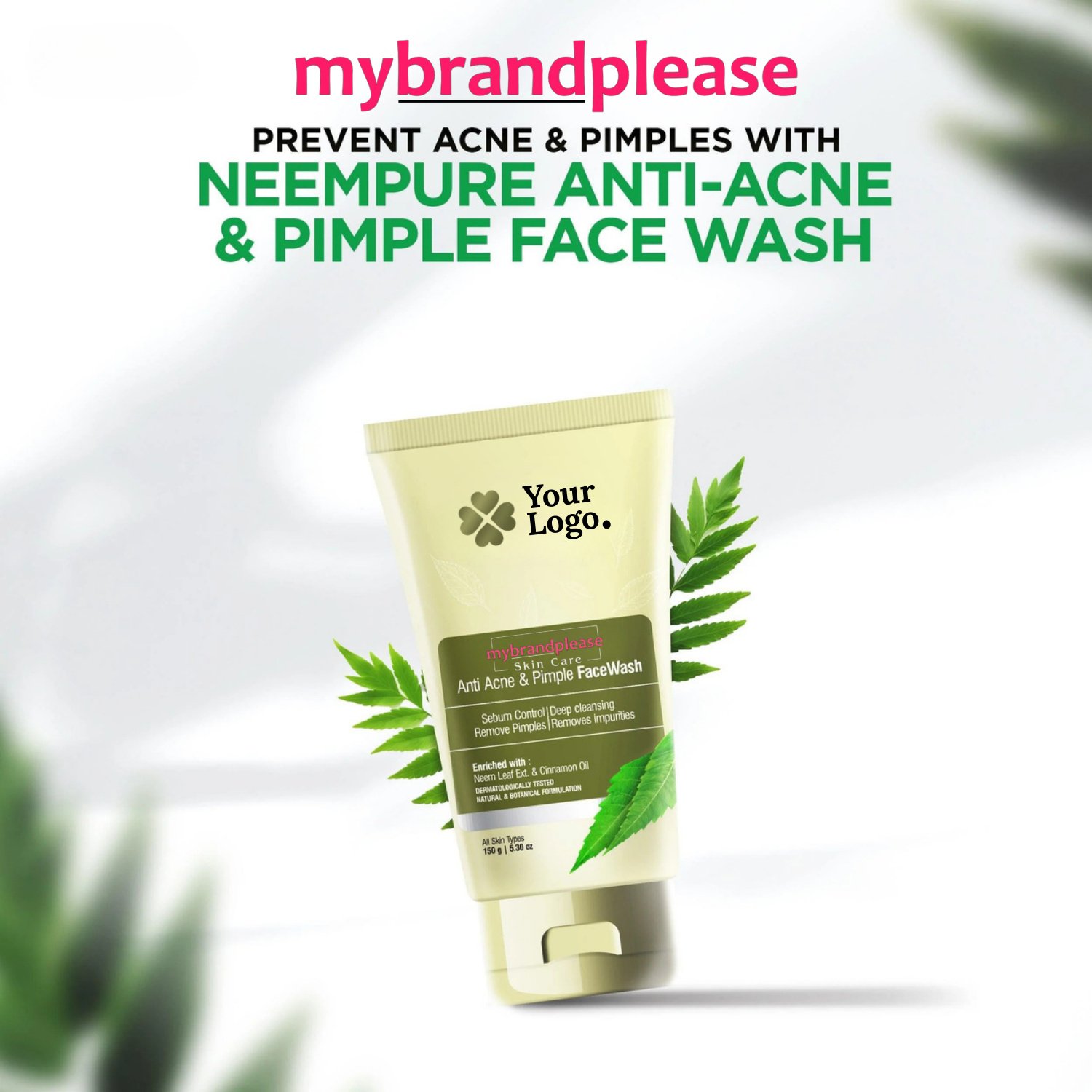 Anti Acne & Pimple Face Wash Enriched with Neem Leaf Ext. & Cinnamon Oil