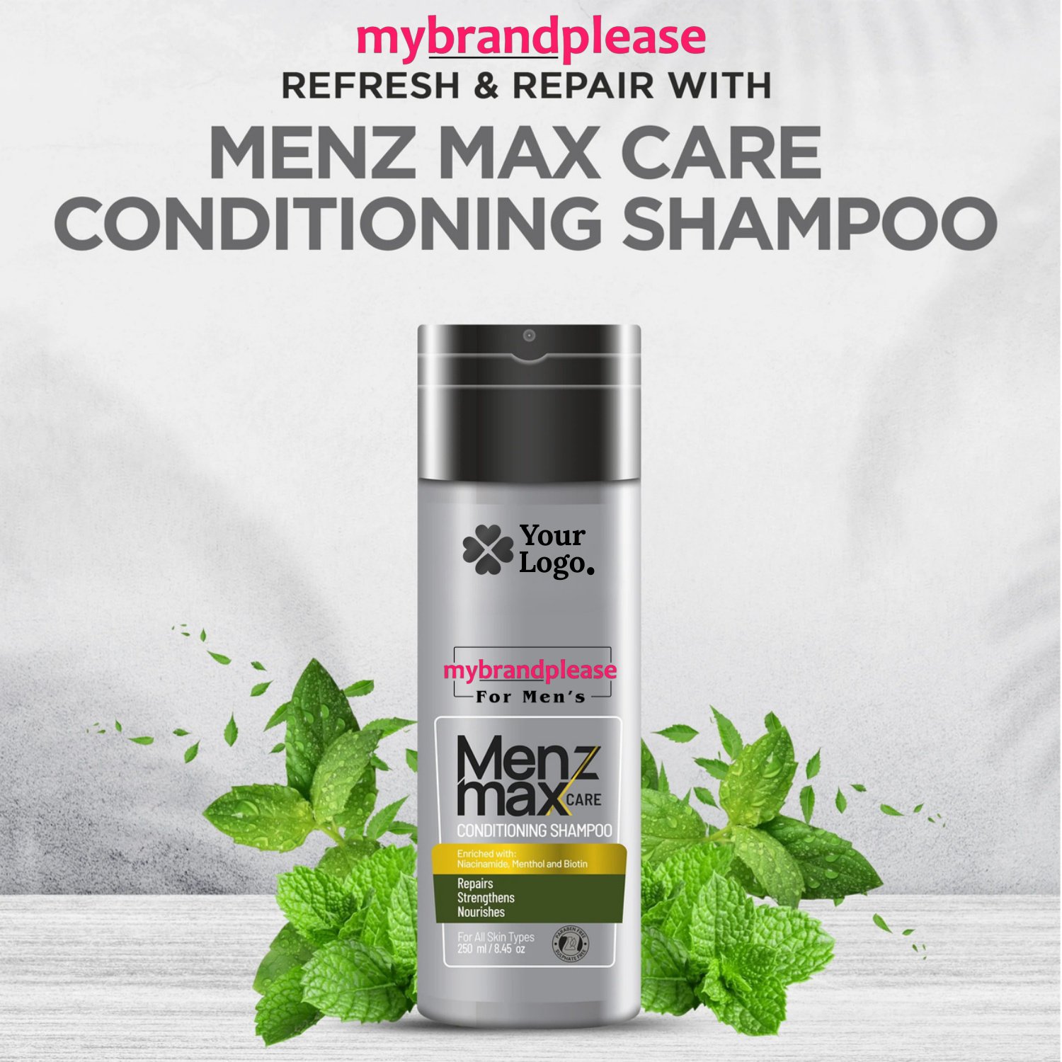 Conditioning Shampoo for Mens Enriched with Niacinamide, Menthol & Biotin