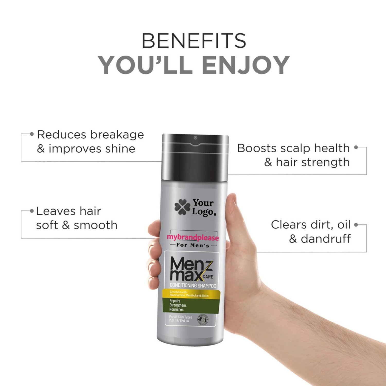 Conditioning Shampoo for Mens Enriched with Niacinamide, Menthol & Biotin