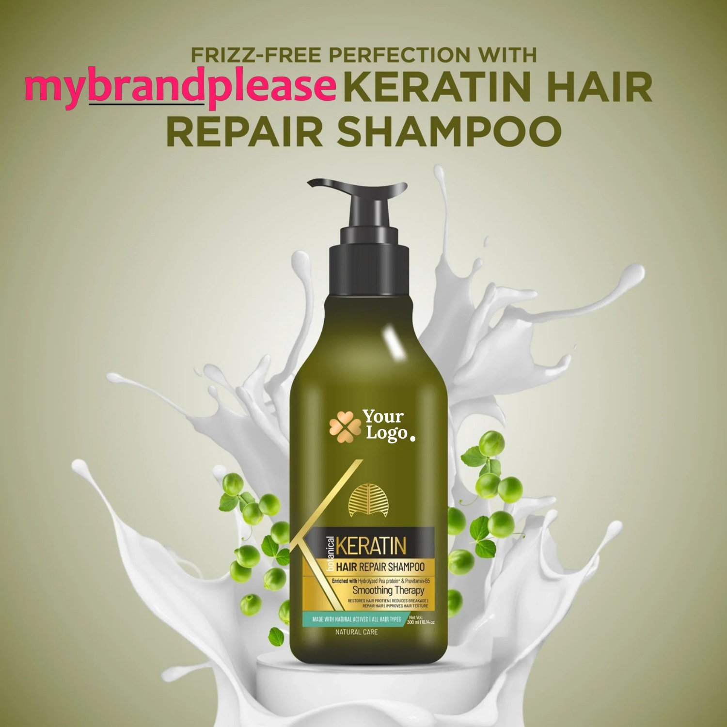 Keratin Hair Repair Shampoo Enriched with Hydrolyzed Pea Protein & Provitamin B5