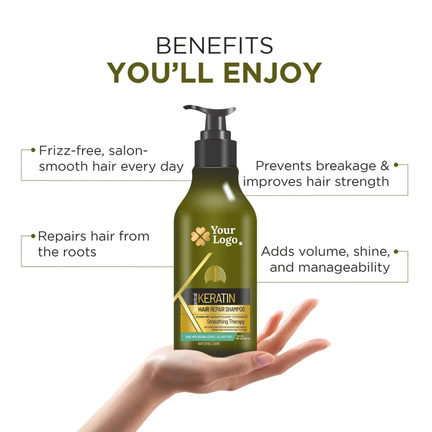 Keratin Hair Repair Shampoo Enriched with Hydrolyzed Pea Protein & Provitamin B5