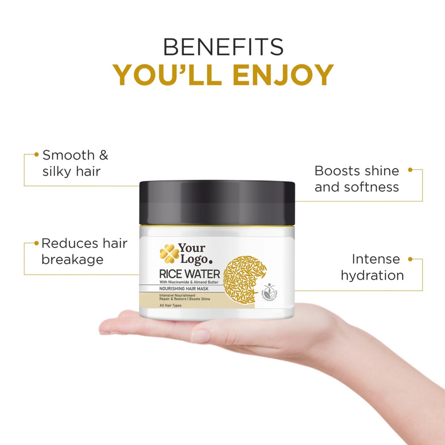 Nourishing Hair Mask Rice Water with Niacinamide & Almond Butter