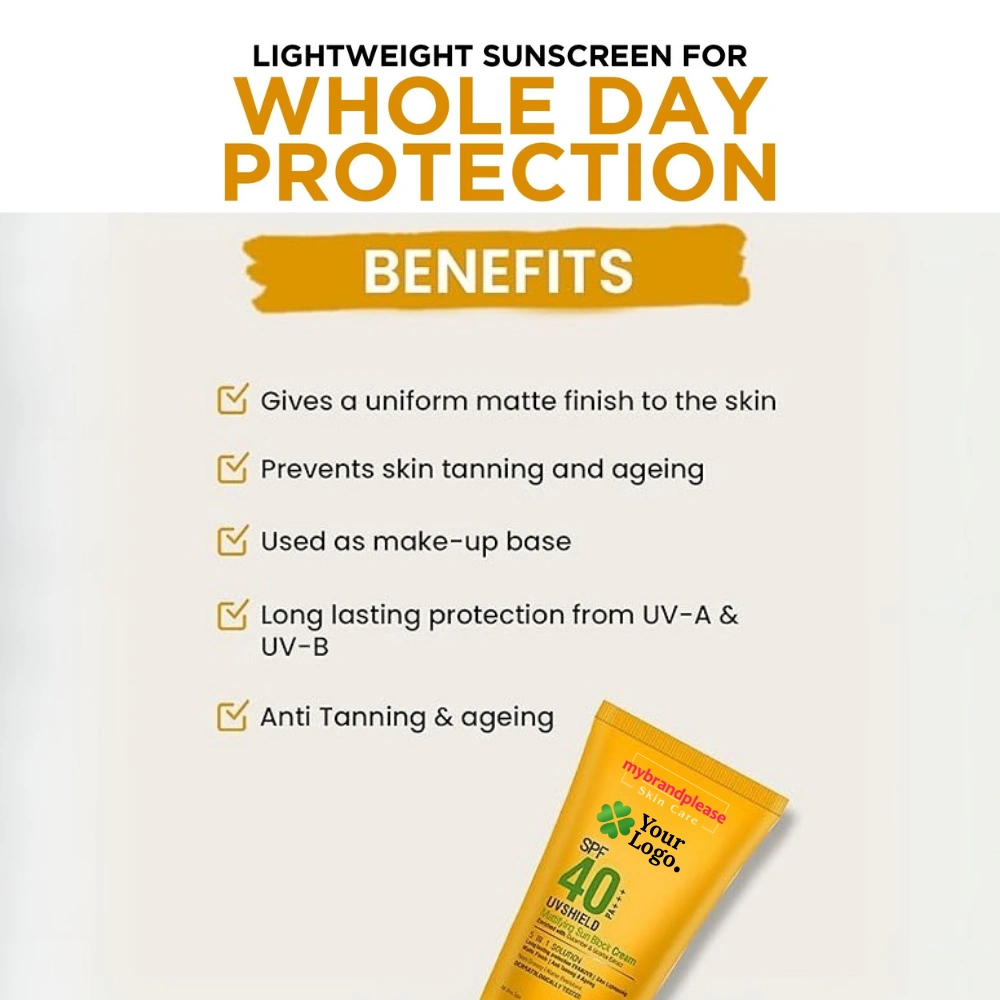 Private Label Custom Branding SPF 40 PA+++ UV Shield Moisturizer