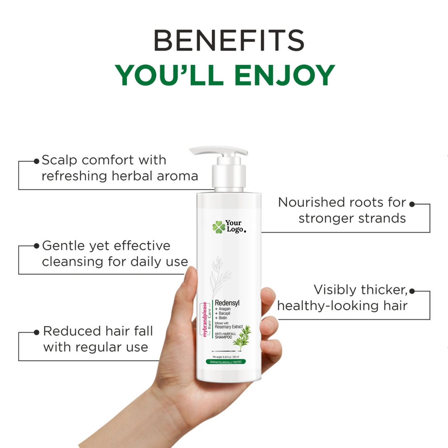 Redensyl + Anagain + Baicapil + Rootbiotec HO, Biotin Infused with Rosemary Extract Anti Hairfall Shampoo