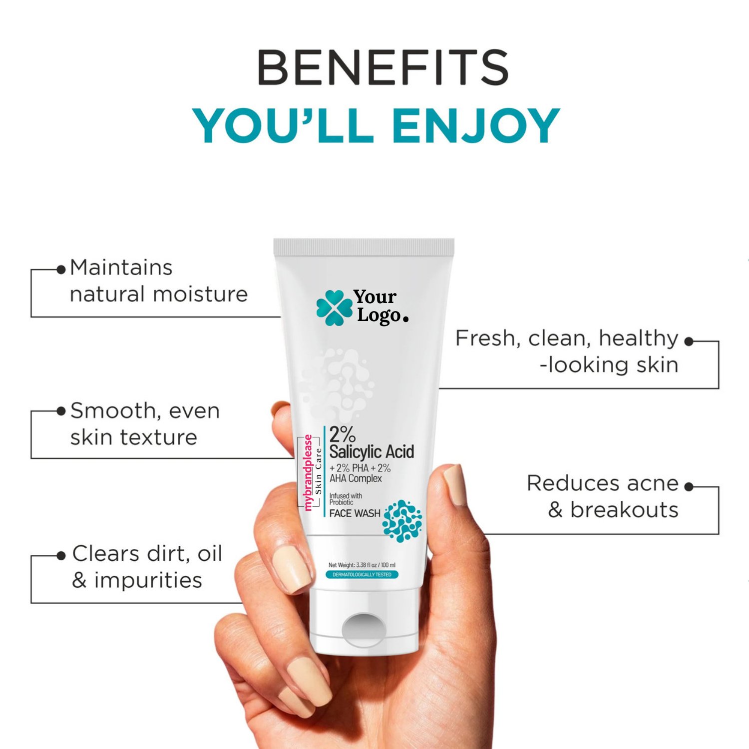 Salicylic Acid + 2 PHA + 2 AHA Complex Facewash Infused with Probiotic