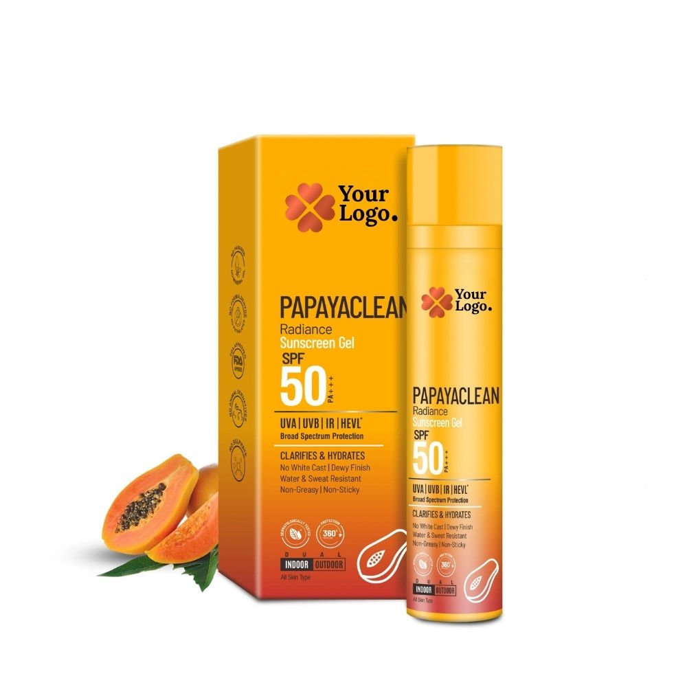 SPF 50 PA+++ Papaya Extract Sunscreen Gel for Skin Care Custom Private Label OEM ODM Bulk Wholesale Lightweight UV Protection